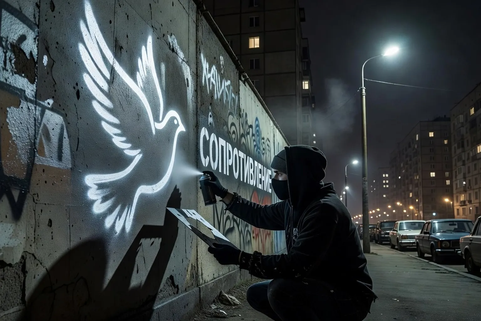 Graffiti anti-guerre en Russie