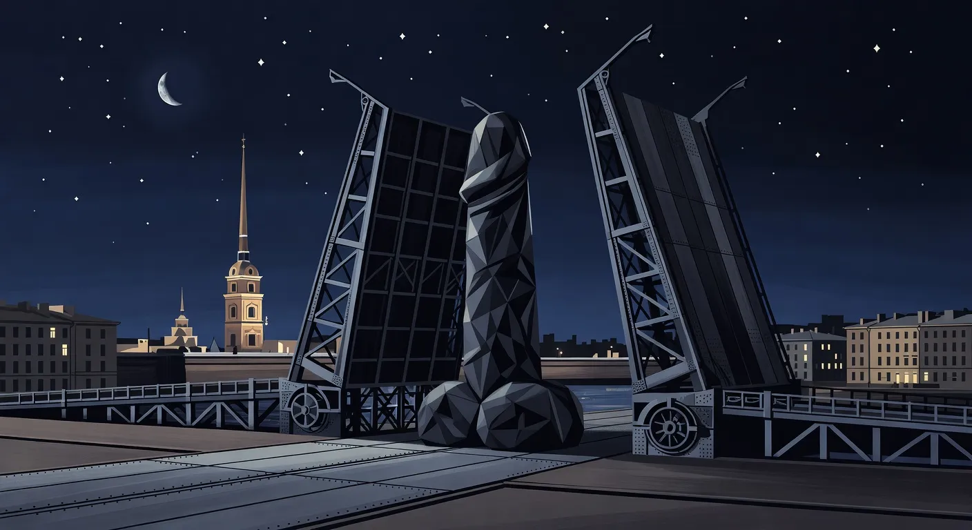 Évocation du phallus géant sur le pont Liteynyy — Saint-Pétersbourg